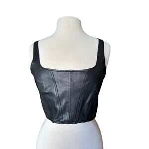 Amanda Uprichard Faux Leather Crop Tank Top
